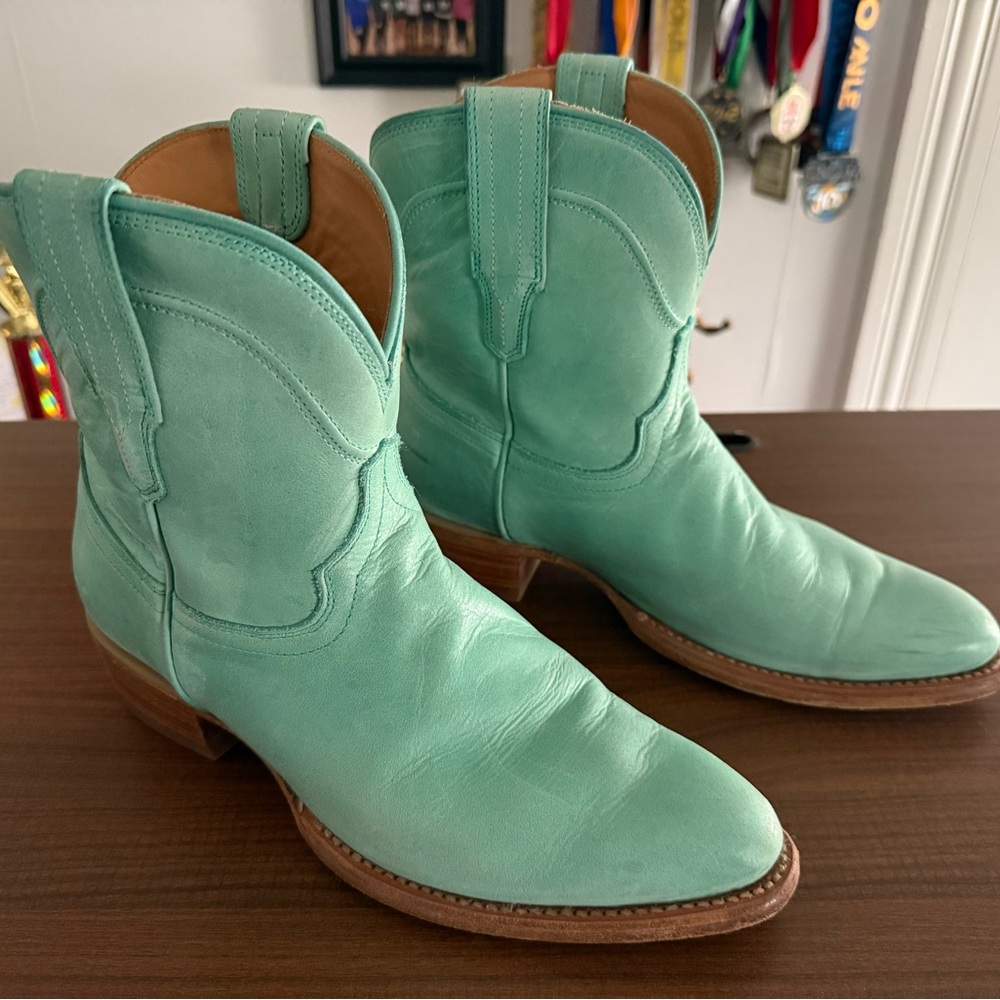 Tecovas Turquoise Leather Heeled Boots - 8.5